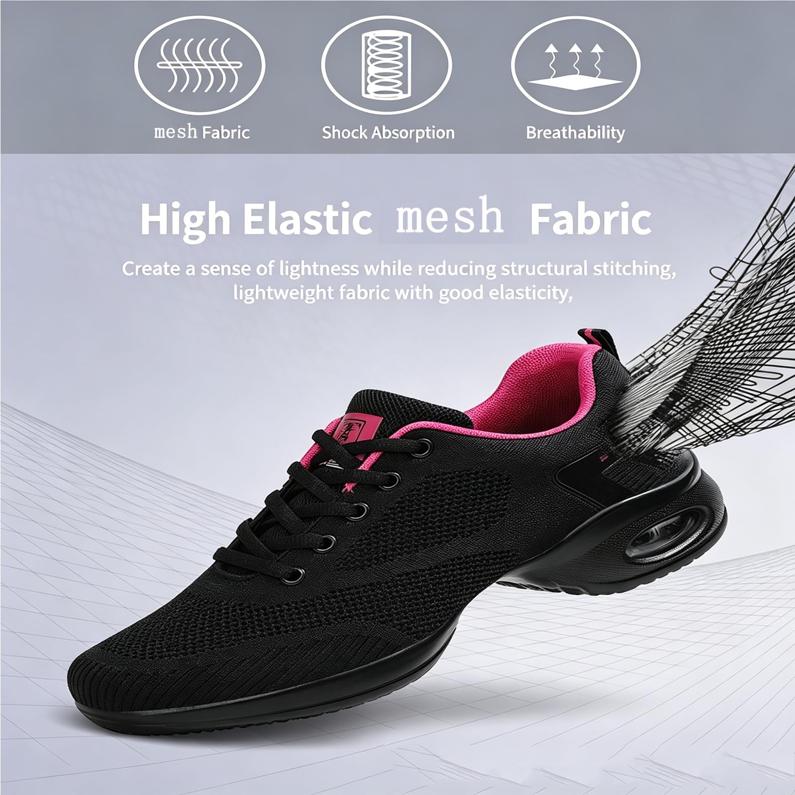 Zapatos de Baile Jazz Mujer Transpirable Zapatillas de Baile Zumba Ligeros para Latino Moderno Tap Presentaciones