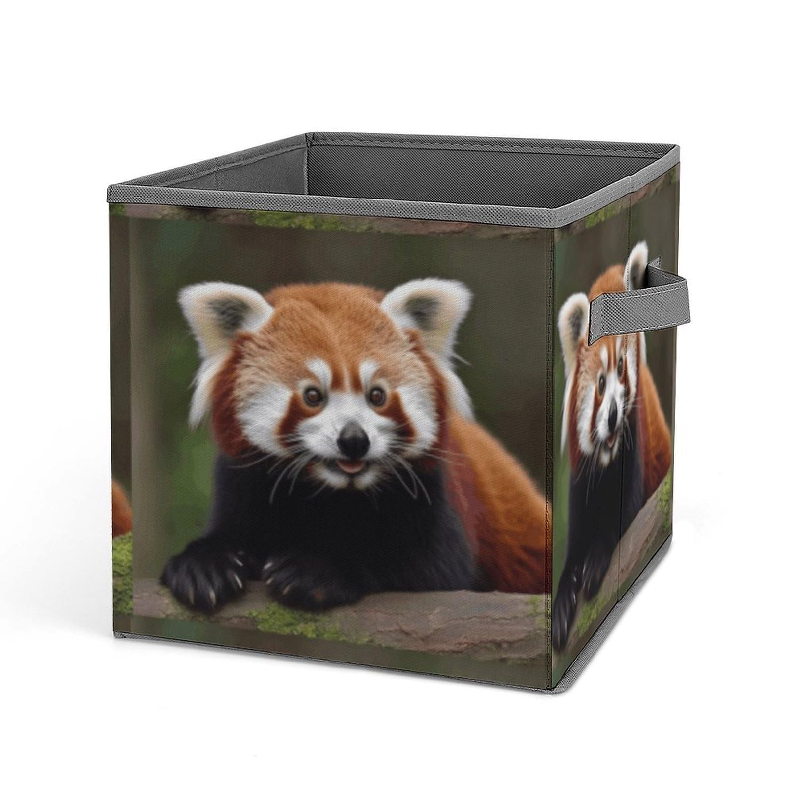 BTCOWZRV Animal Red Panda Cube Storage Bins - 11 Inch Heavy Duty Fabric Closet Bins for Shelves, Cube Organizer - Collapsible Storage Boxes with Handle Decorative Clothing Storage Baskets