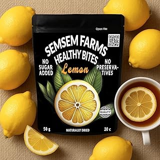 شرائح ليمون مجففة بشكل طبيعي وخالية من المواد المعدلة وراثيًا والجلوتين والمواد الحافظة من سيم سيم فارمز