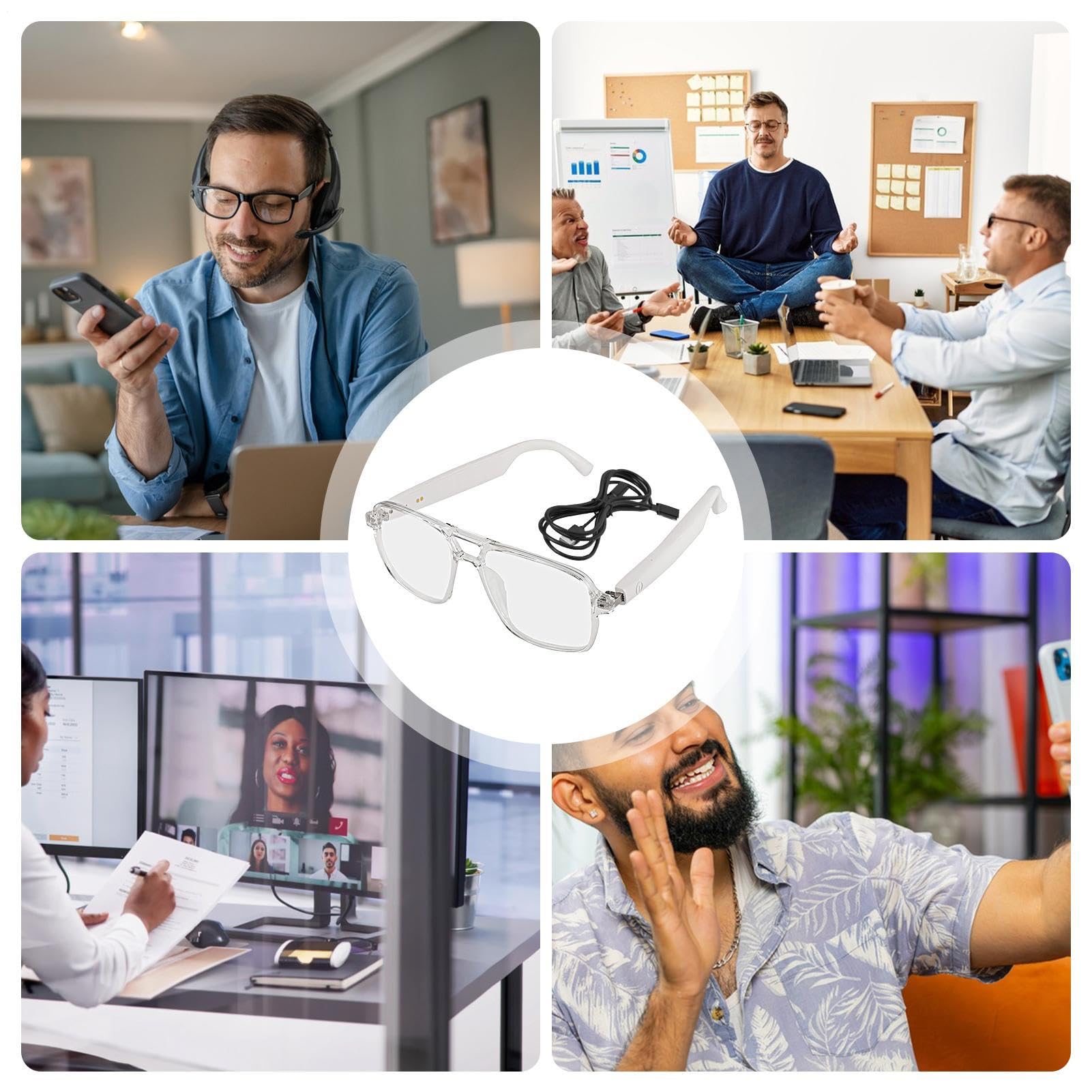 Ai Occhiali da uomo, occhiali intelligenti con Ai, occhiali intelligenti wireless per uomini e donne, supporto video per chiamate linguistiche