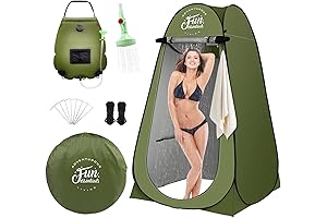 Instant Pop Up Camping Shower Tent Kit with Dual 5-Gallon Solar Shower Bags for Privacy