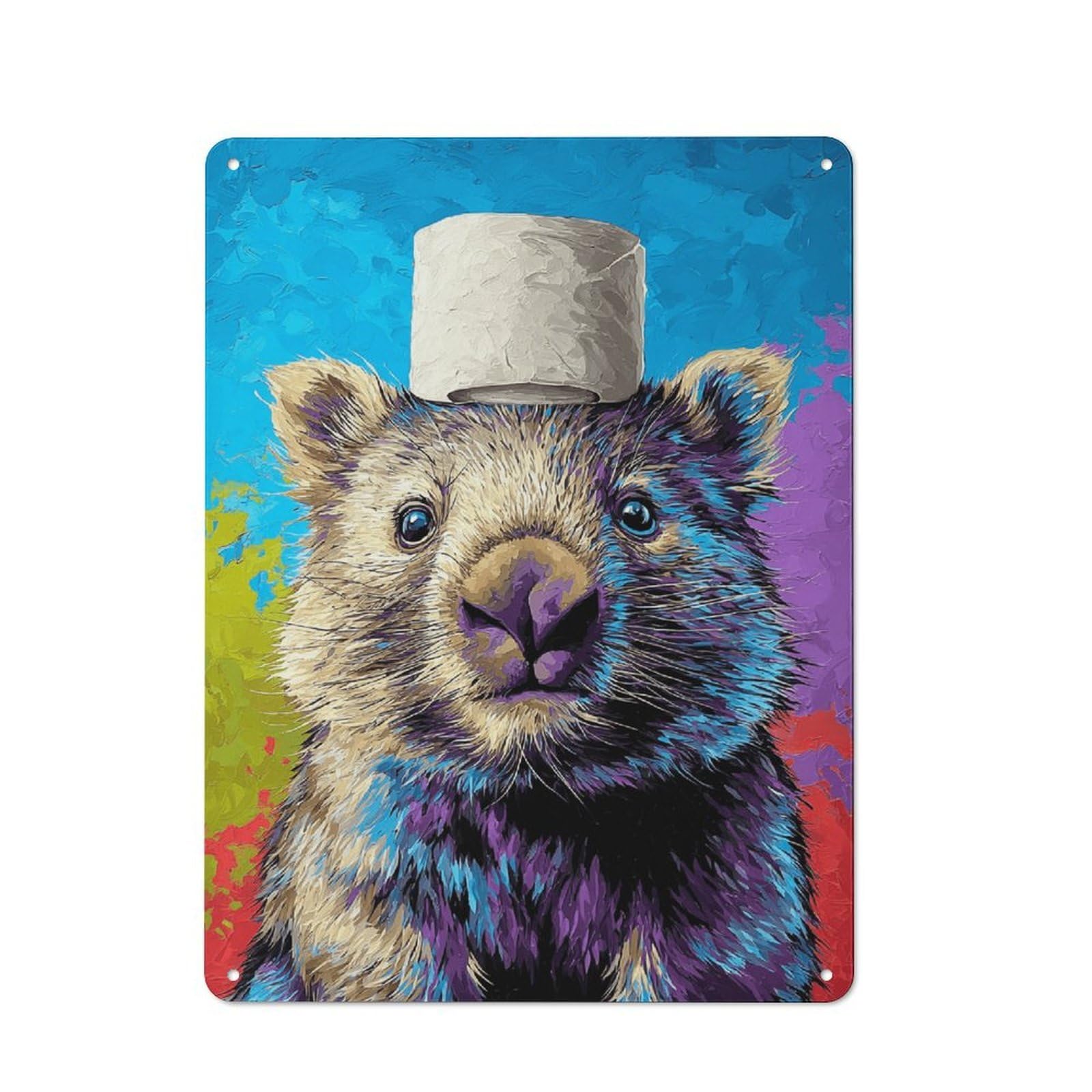 Junmoney Whimsical Wombat In Top Hat Retro-Style Tin Sign 40X30cm For Hobby Room Or Studio, For Home Interiors, Feature Walls And Decorative Displays