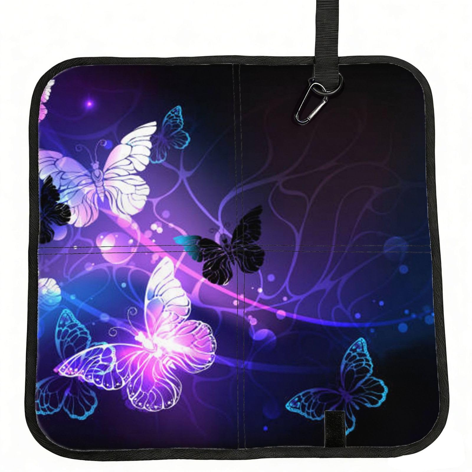 ERCgad White Purple Butterflies Print Foldable Seat Cushion Portable Chair Pad Lightweight Travel Outdoor Office Home