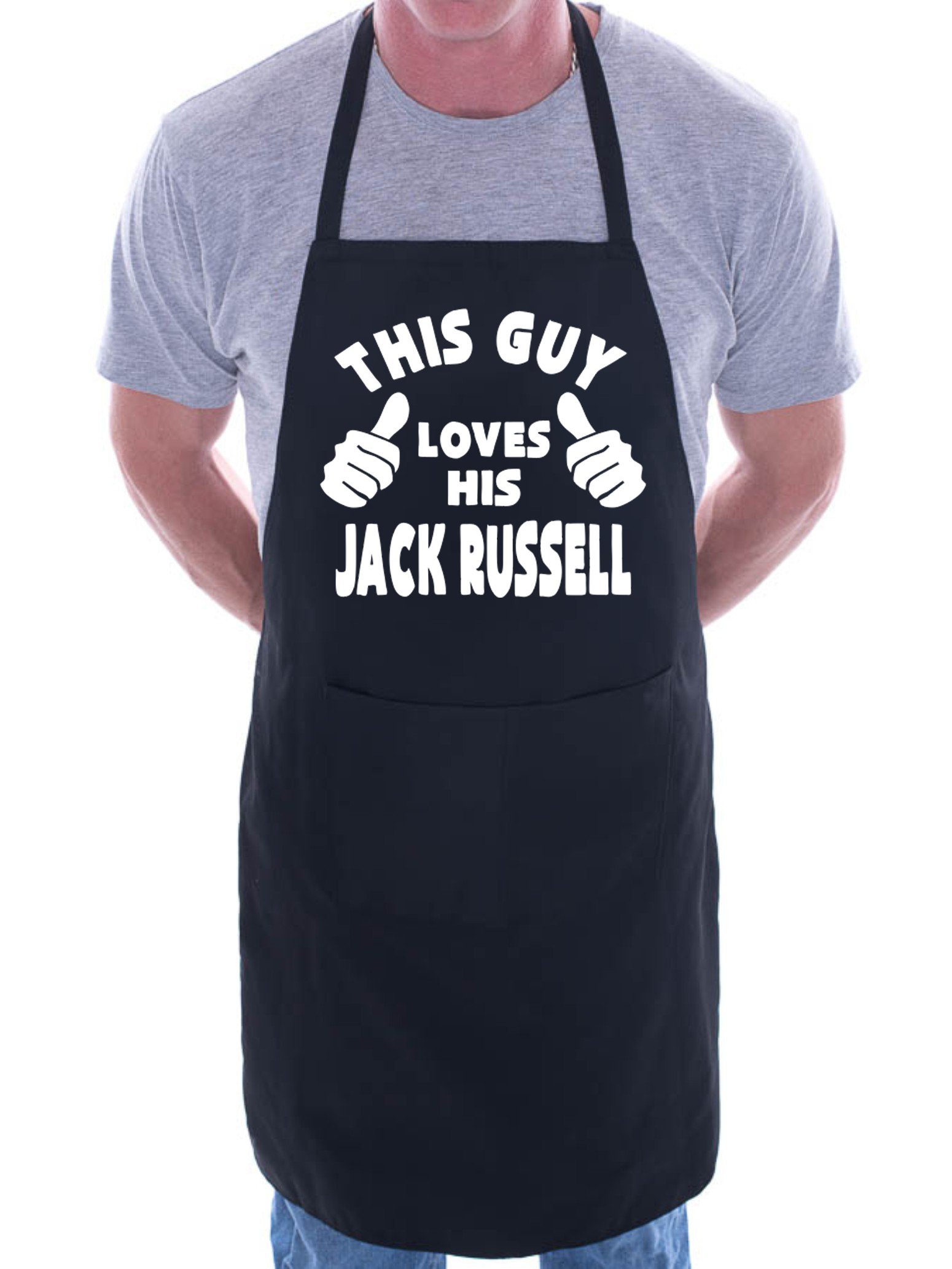 Print4U This Guy Loves His Jack Russell BBQ Dog Cooking Funny Novelty Apron Black