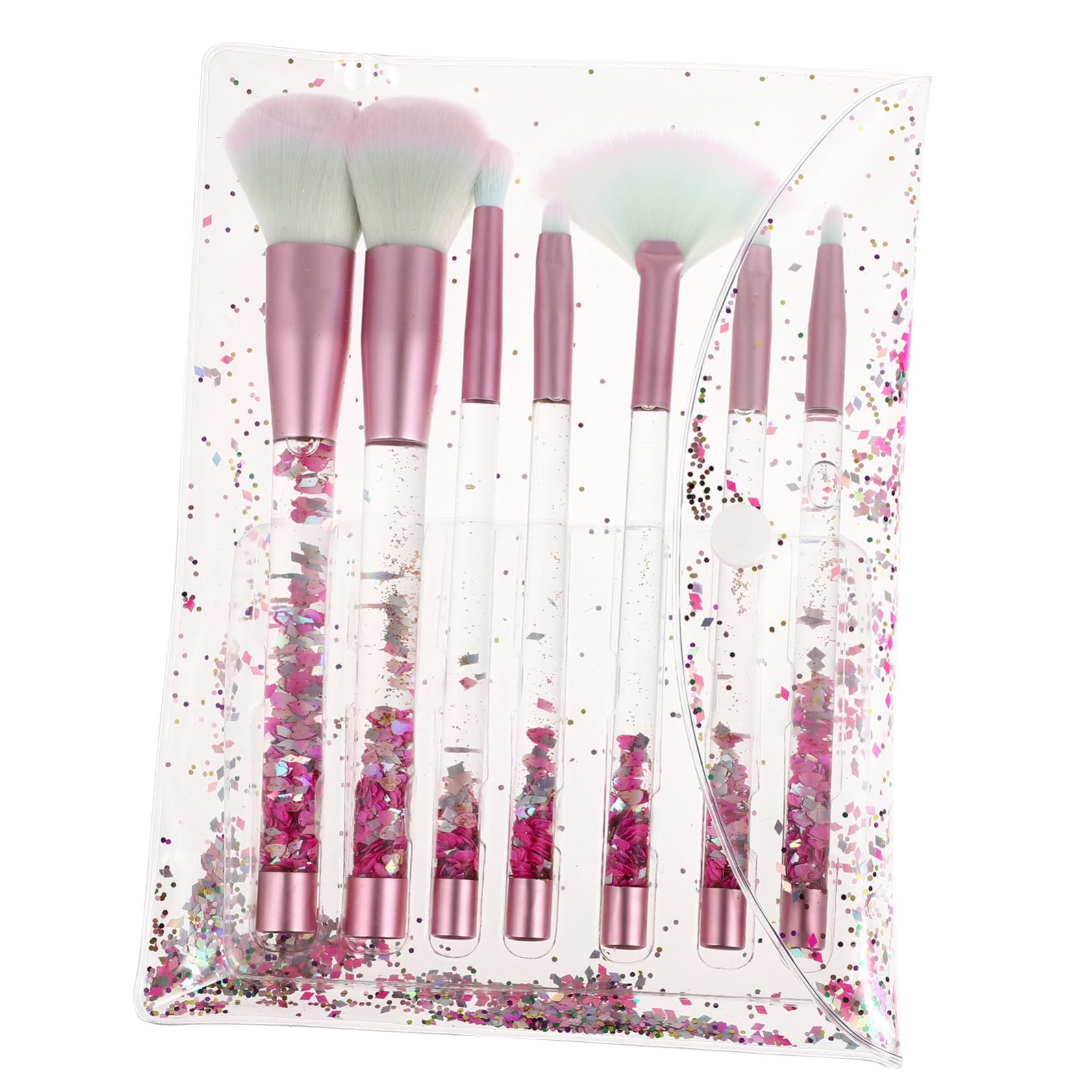 WOONEKY Brochas De Maquillaje Cosmético Profesional Mango De Cristal Para Base y Rubor