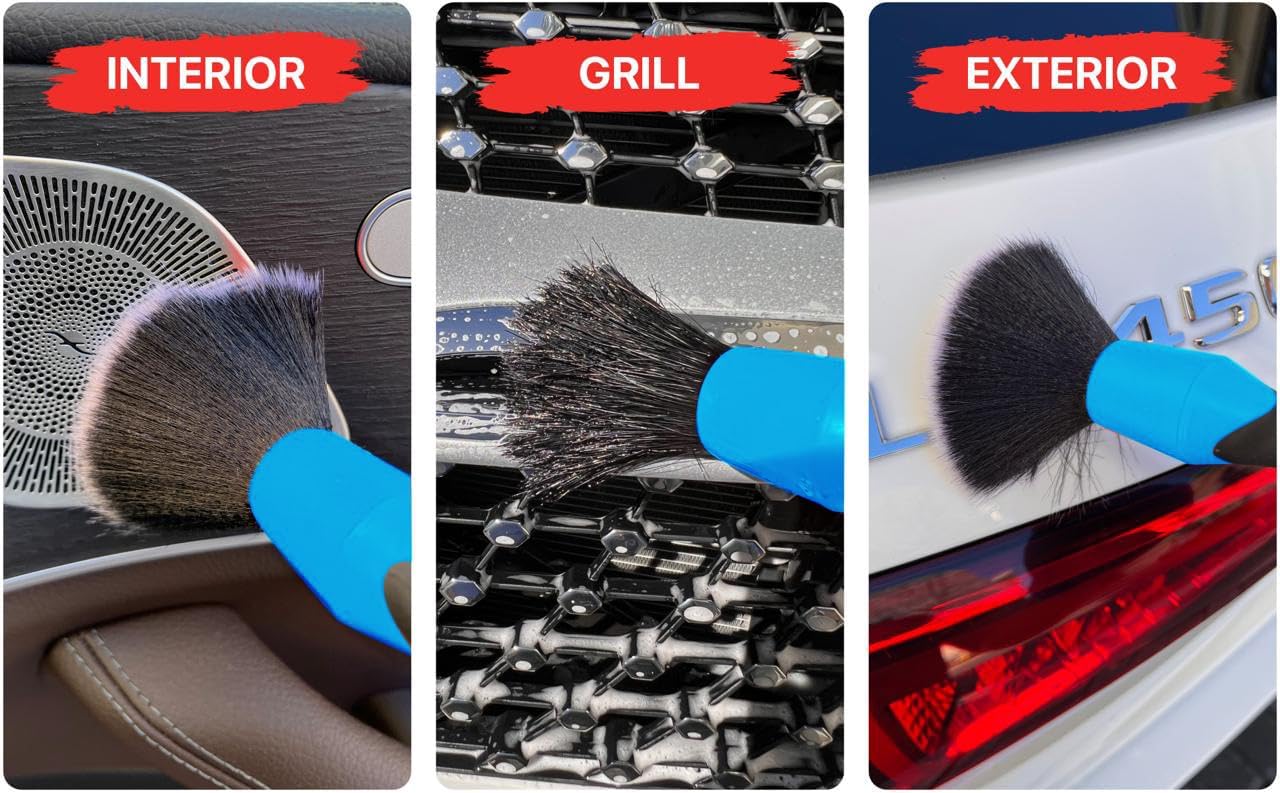 Preimum Car Detailing Brush Set - 5 Pack Auto Detail Kit for Automotive, Soft to Firm Brushes for Cleaning and Polishing for Interior, Exterior, Dashboard, Wheel Rims, Air Vent, Seat, car wash (BLUE)