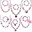 PinkSheep Kids Jewelry, 6 Sets Toddler Beaded Necklaces and Bracelets Jewelry for Girls, Favors Princess Necklace for Little Girls (Heart)