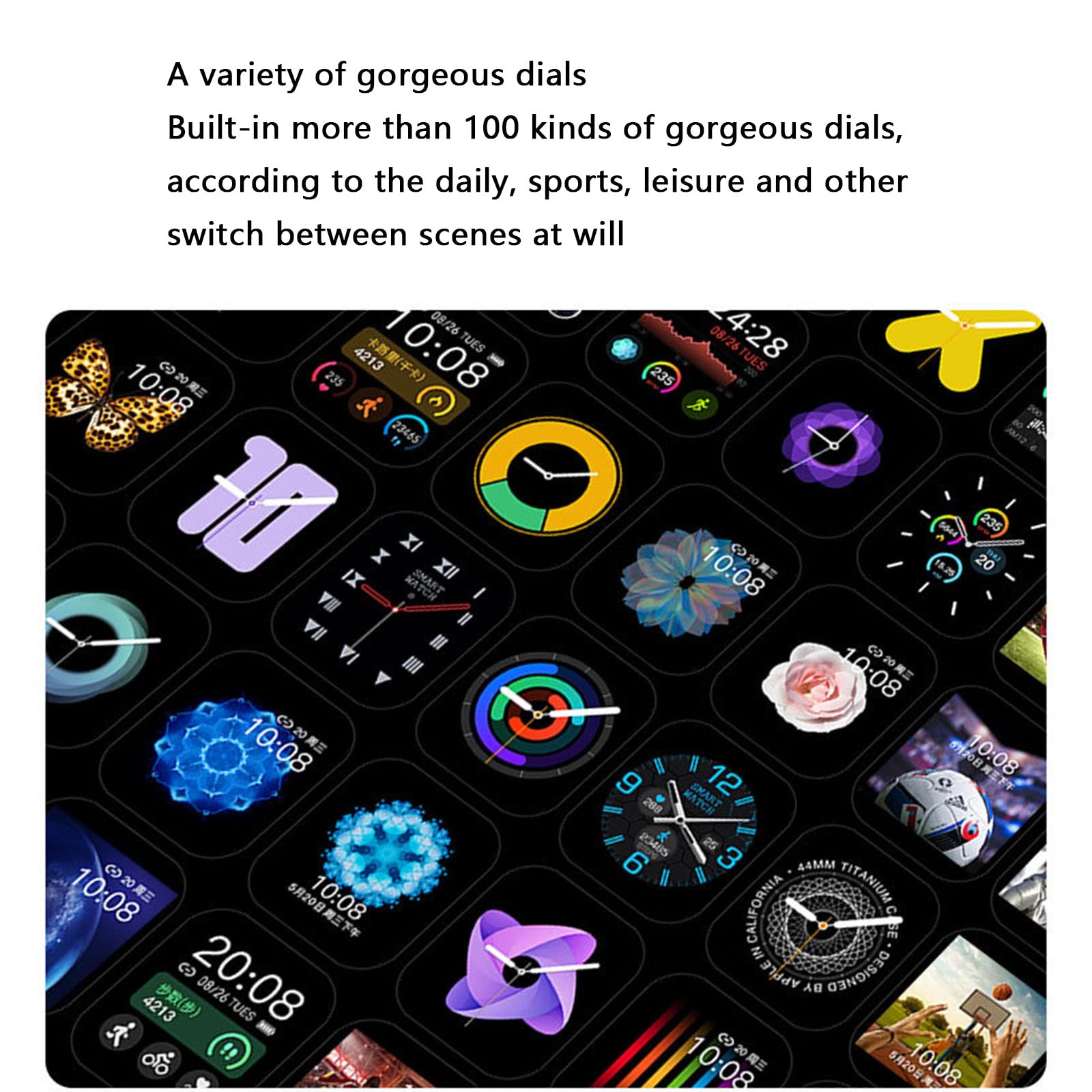 Inteligentny zegarek dla mężczyzn inteligentne zegarki dla kobiet smartwatch zegarek fitness sport pływanie wodoodporny silikonowy pasek na nadgarstek ładowanie magnetyczne odpinany pasek, Czarny, 1.4 inch