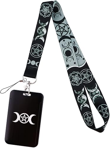 Cinta negra con llavero para mujeres y hombres, diseño de triple luna con el signo de la diosa con el signo de diosa material suave de alta calidad