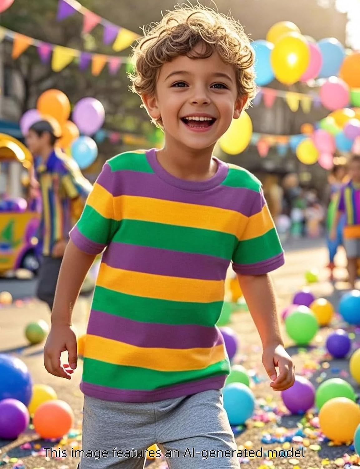 COSLAND Boys and Toddlers' Short Sleeve Striped T-Shirt, Cotton, Kids' Crew Neck Tee, 2T-Large