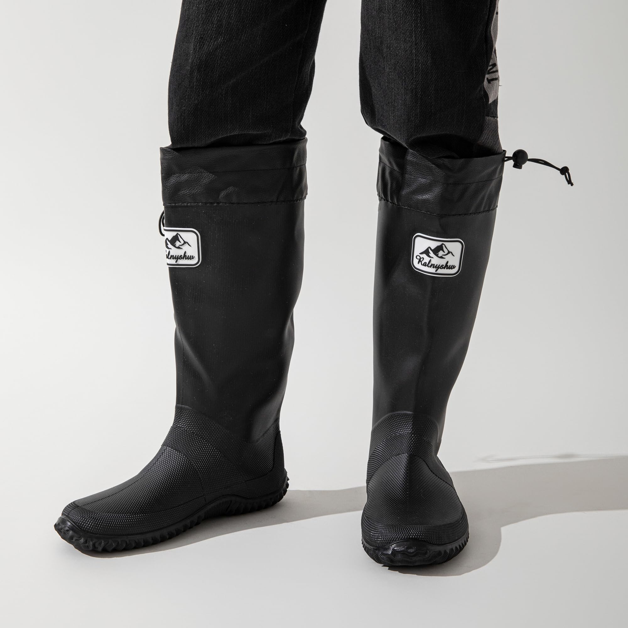 JOMIX Unisex Gummistiefel Damen Herren Faltbar Hoch Regenstiefel Wasserdichte Rutschfest Leicht PVC Stiefel Garten Regenschuhe