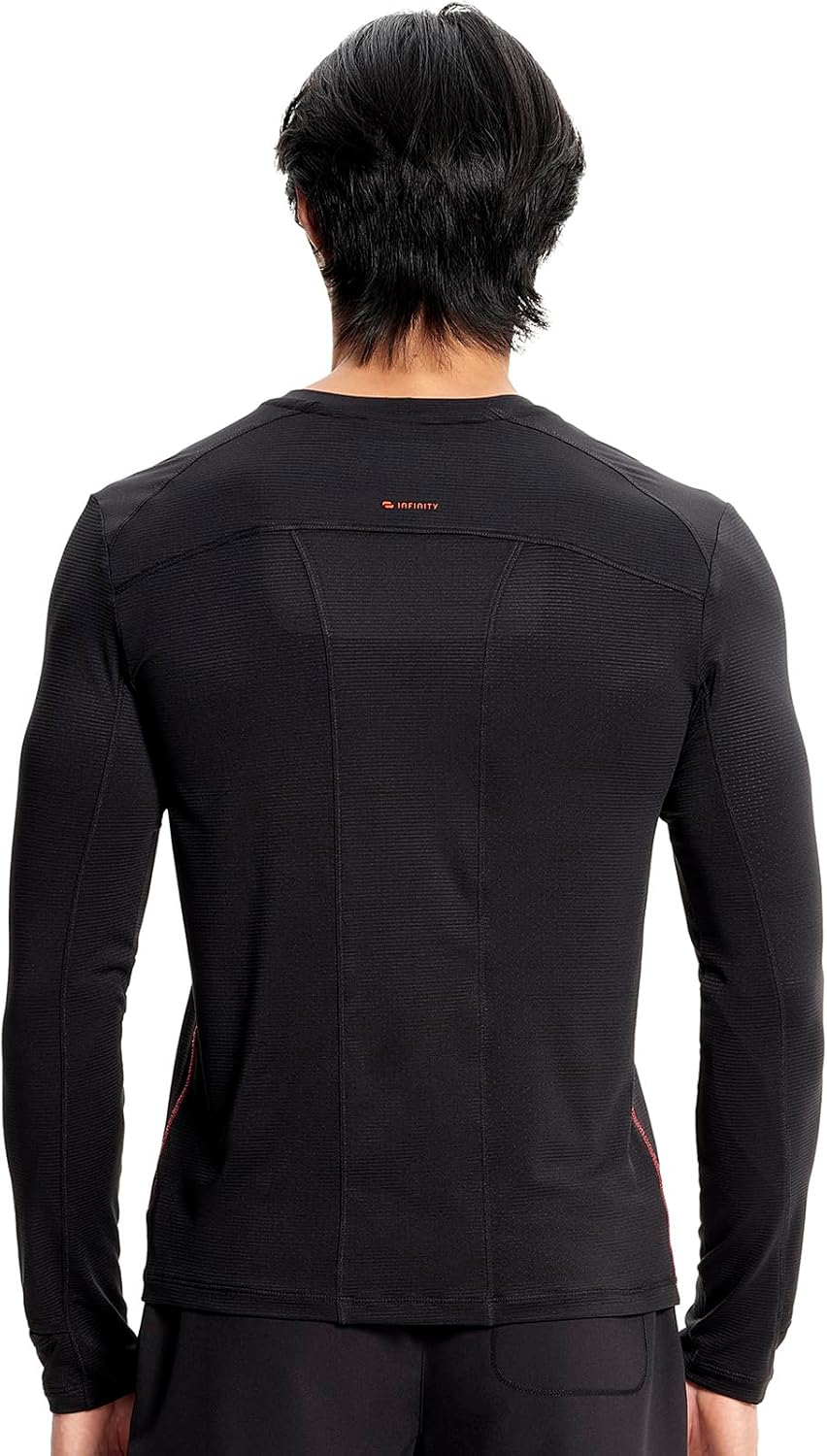 Cherokee Infinity Mens Long Sleeve Underscrub Top, Round Neck, Watch Slot Cuffs, Moisture Wicking 360 Stretch Fabric - IN608 - Image 2