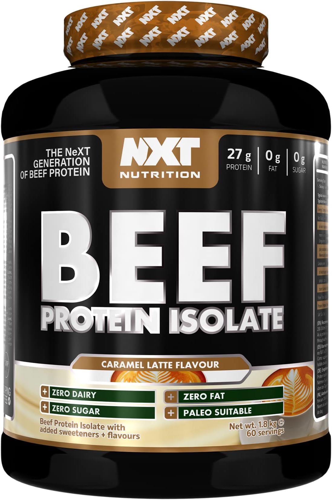 Beef Protein Isolate Powder - Protein Powder High in Natural Amino Acids - Paleo, Keto Friendly - Dairy and Gluten Free | 1.8kg (Caramel Latte)
