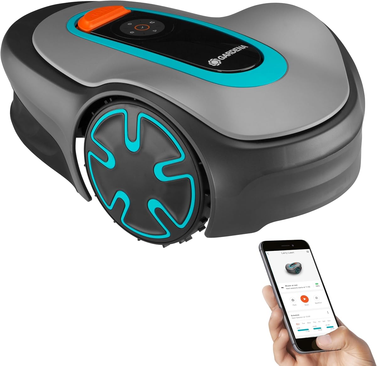 15201-20 SILENO Minimo - Cortacésped robótico automático con aplicación Bluetooth, cable delimitador - para céspedes de hasta 2700 pies cuadrados, Fabricado en Europa, Gris