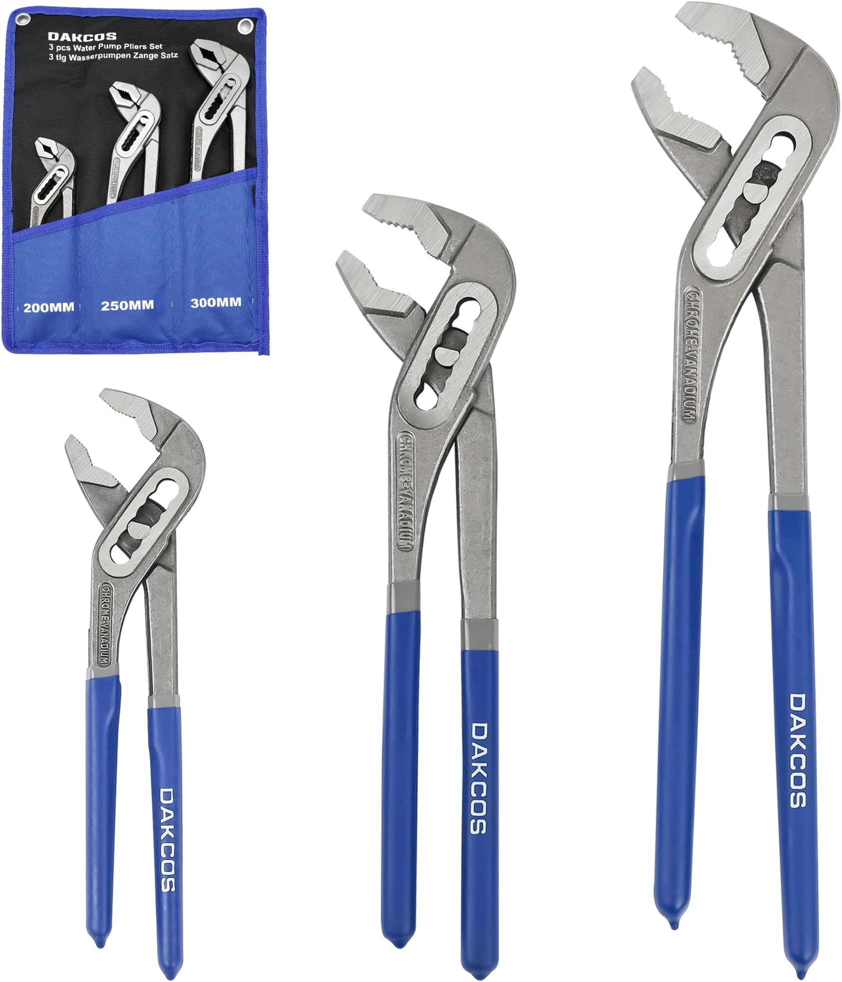 Wiha 32670 Adjustable Water Pump Pliers Set, 3 Piece, Red Slip Joint