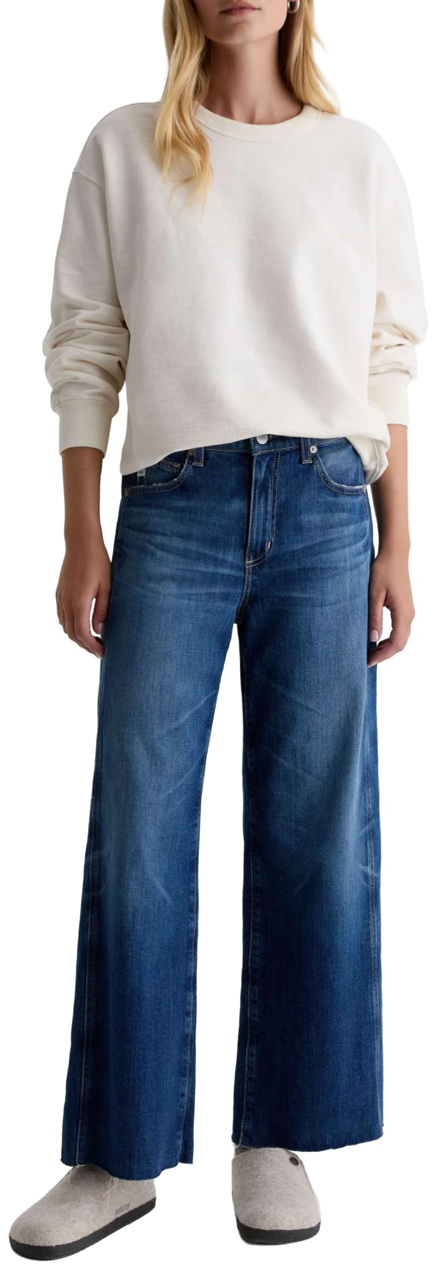 AG Womens Saige Mid Rise Wide Leg Crop