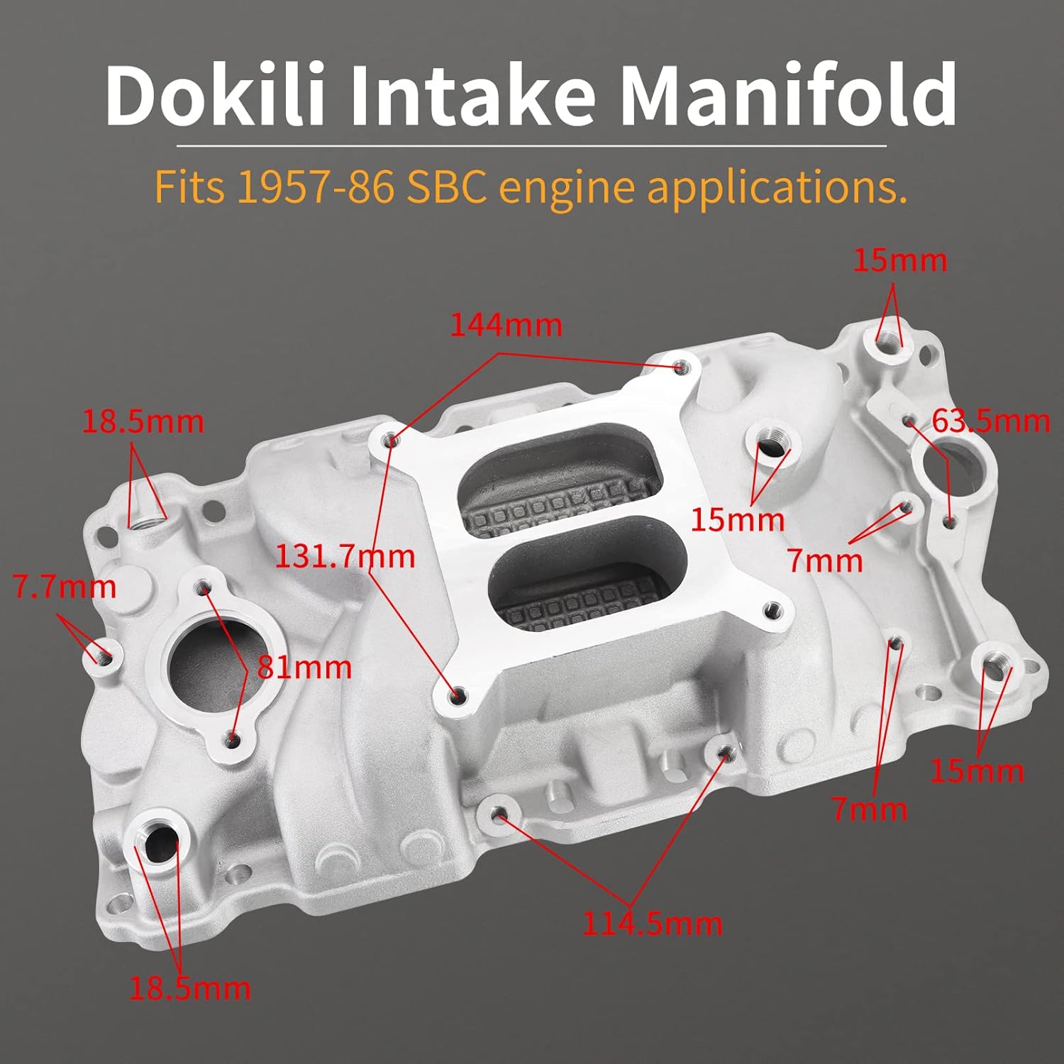 Dokili 52021 Aluminum Dual Plane High-Rise Intake Manifold Compatible with Chevy Small Block SBC V8 305 327 350 400 1957-1986