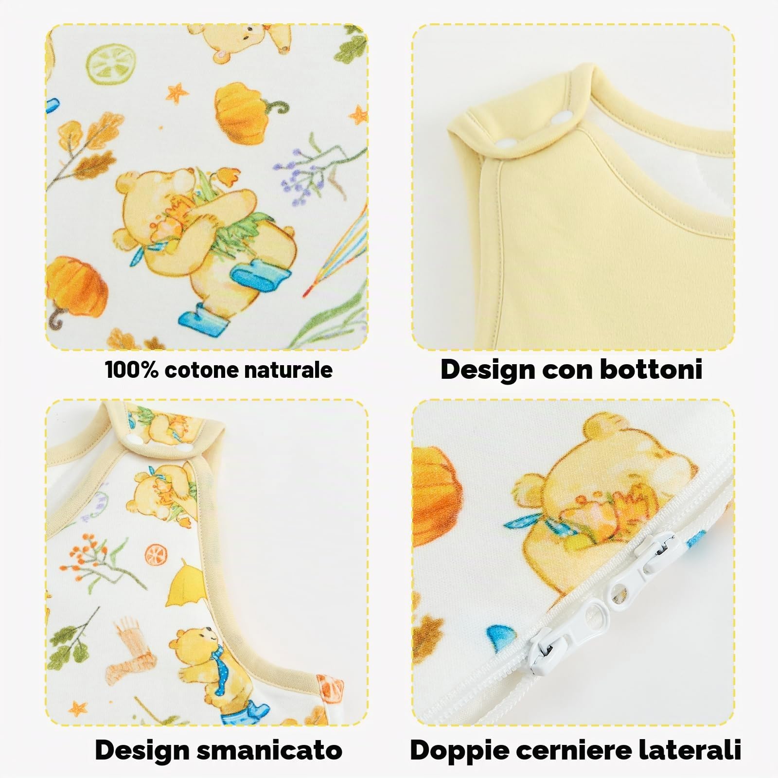 WYTbaby 2er Pack Sacco nanna per neonati 1.5 Tog Sacco nanna per tutto l'anno Morbido 100% cotone Sacco nanna per neonati Inverno per neonati maschi e femmine 0-18 mesi, giallo., 80 cm/12–18 Monate