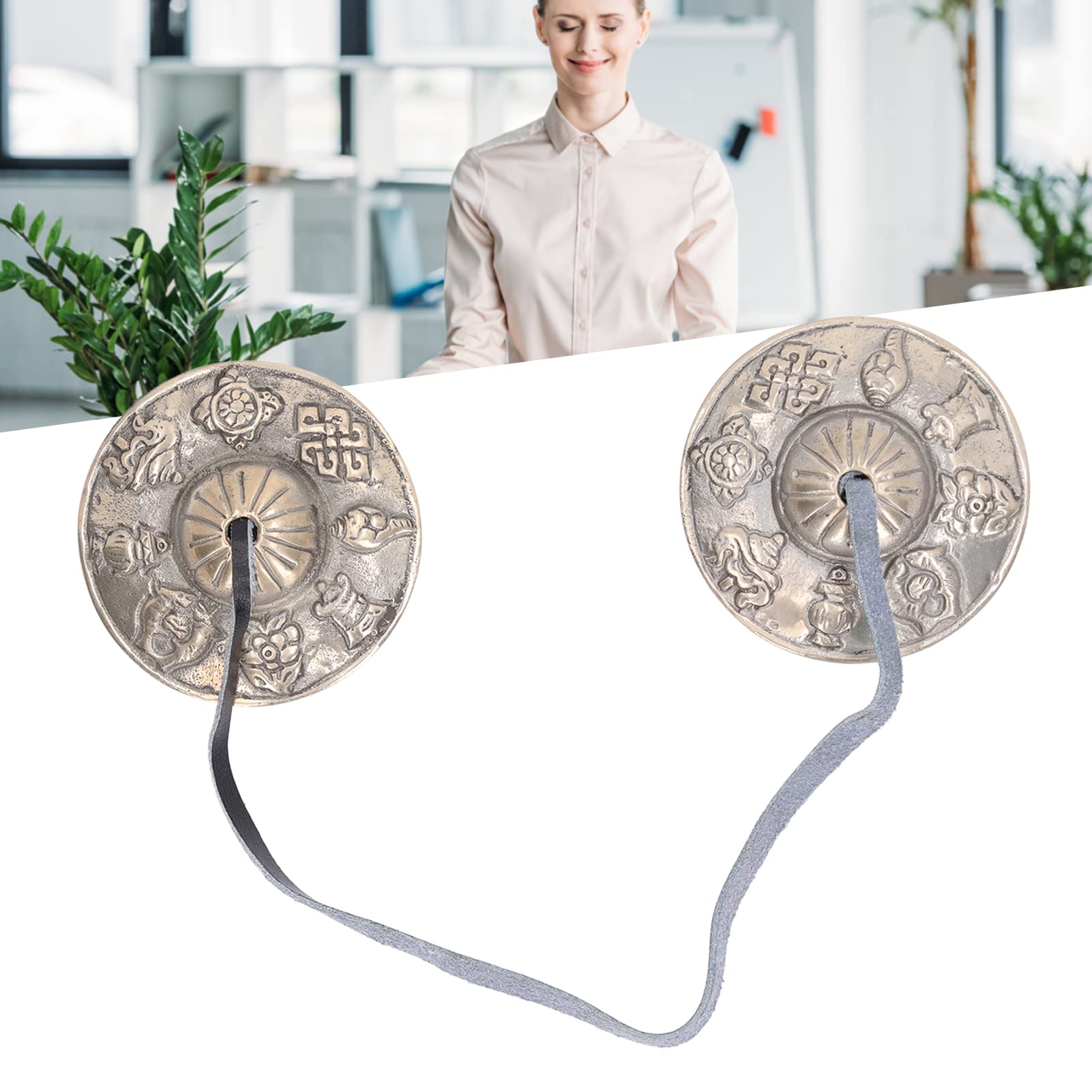 Cimbali Tibetani Tingsha Per Meditazione - Ottone, 2.7 Pollici, Con Incisione Om Mane Padme Hum