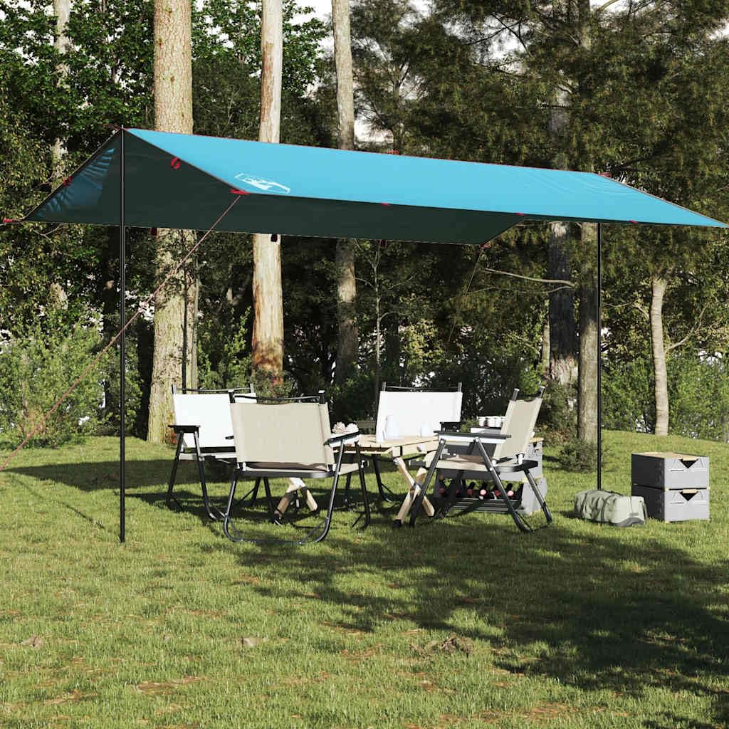 Telone da campeggio blu 500 x 294 cm impermeabile, telo per tenda protezione solare per esterni, campeggio, escursionismo, amaca 94668