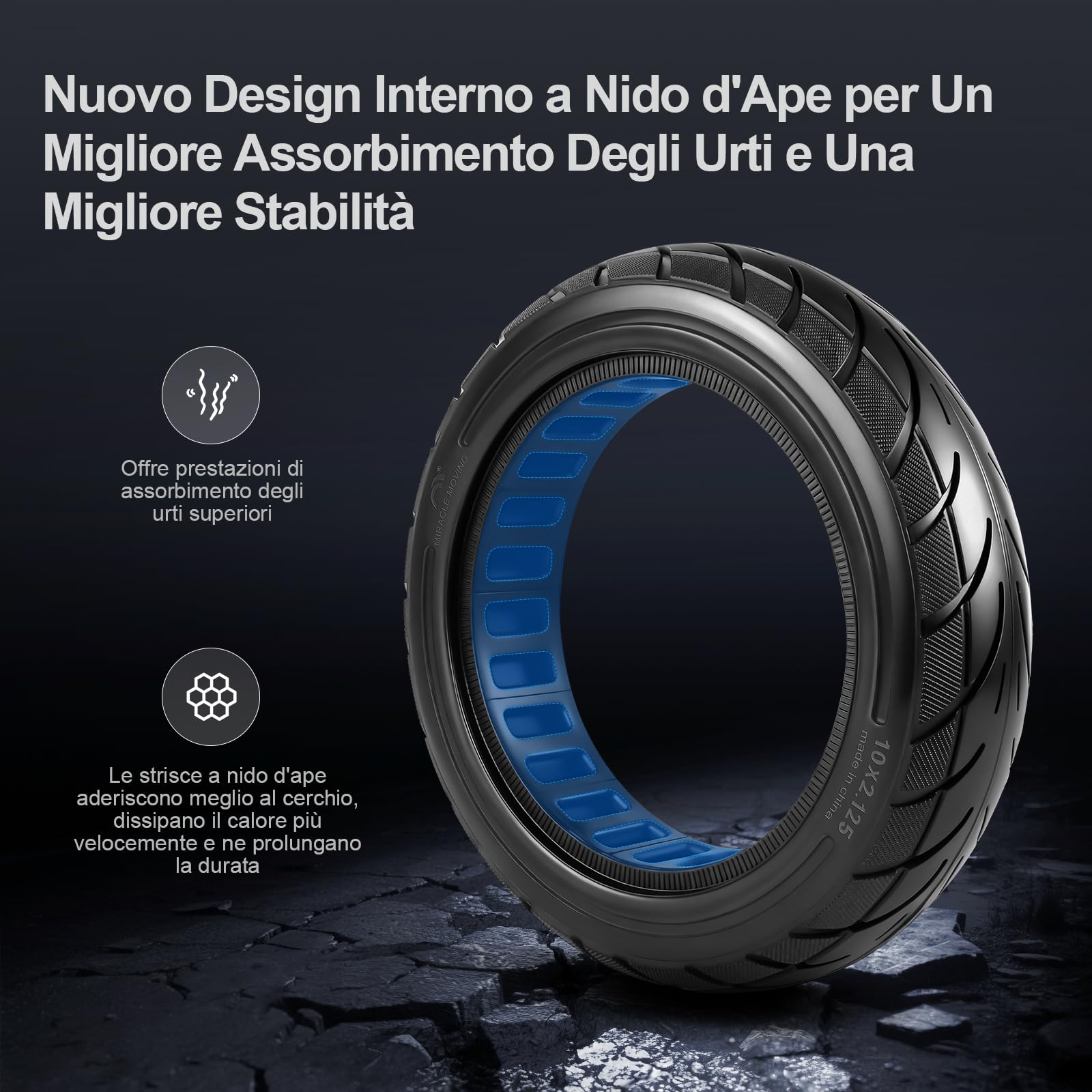 10 x 2,125 Pneumatico Solido per Segway Ninebot F20 F25 F30 F40 /Ninebot uifi Ruote Monopattino Electtrico10 Pollici Ruote di Ricambio Anteriori o Posteriori Antiscivolo Antiforatura (2 Pezzi)