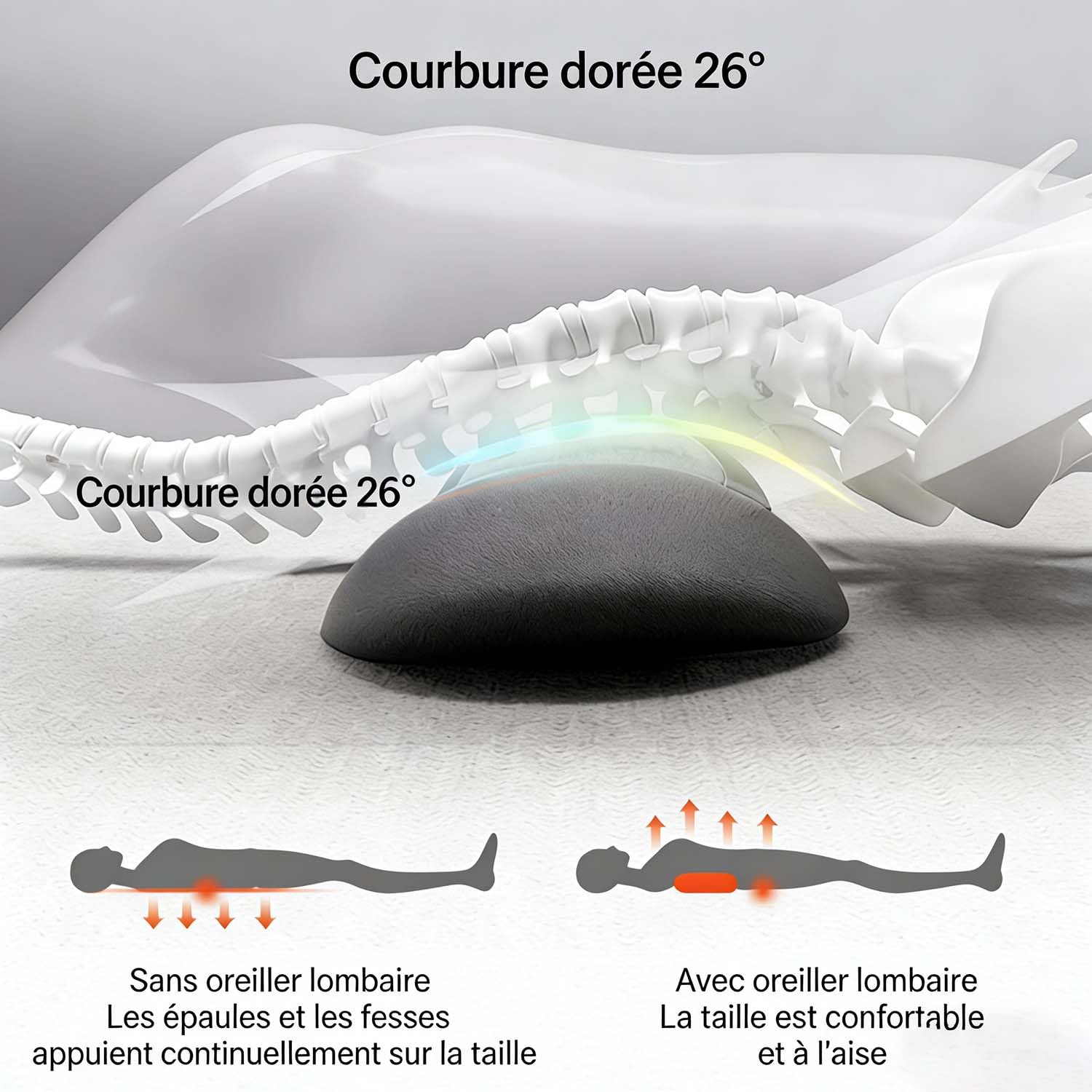 LombaTech Masseur Lombaire 3 en 1 – 2026 Nouveau Masseur Sciatique et Thérapie du Dos, Traction et Vibration avec Chauffage, Soutien Lombaire Ergonomique pour Soulager les Douleurs (Noir)