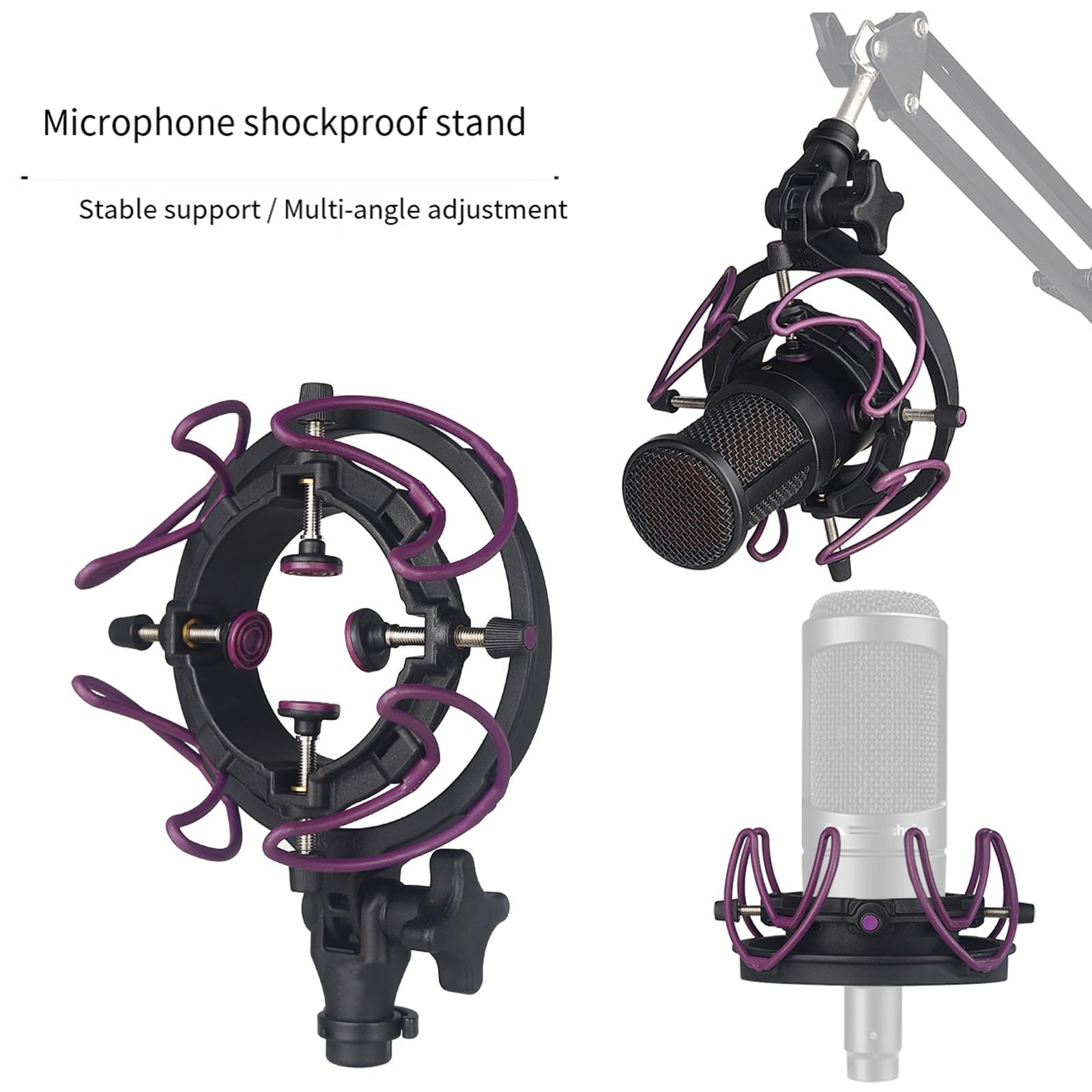 Supporto antiurto per microfoni da 0,7-2,4 pollici, design antivibrazione, angoli regolabili a 180°, per microfono 2035 103 U87 / PCK200 compatibile con shock mount