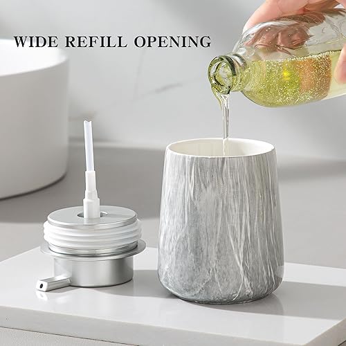 Miniatura 3 de Enra Dispensador de jabón de manos de cerámica, dispensador de loción gris de 12 onzas, dispensador de jabón líquido recargable para baño y cocina