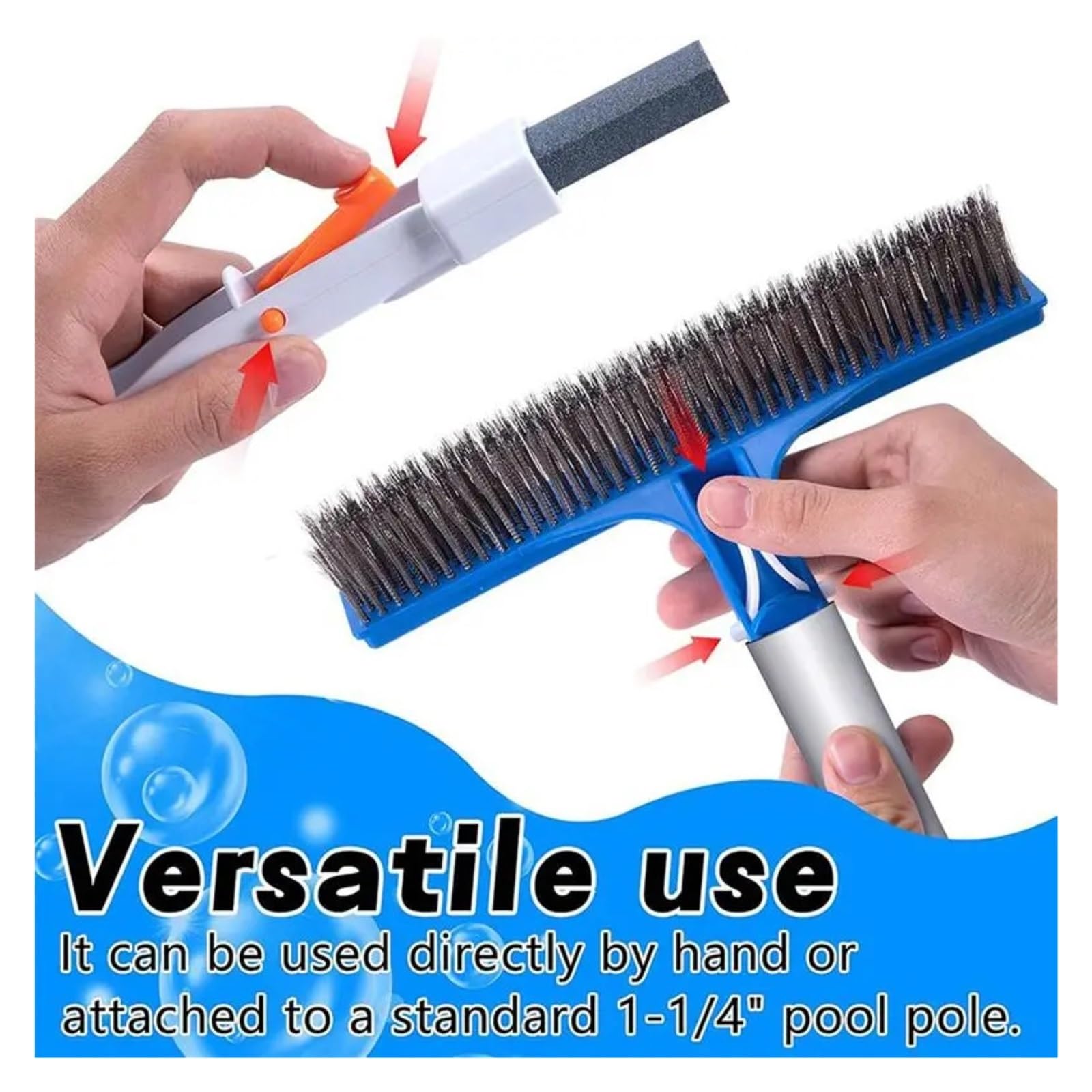 Brosse de Piscine en Acier Inoxydable 2 pièces 10 Pouces