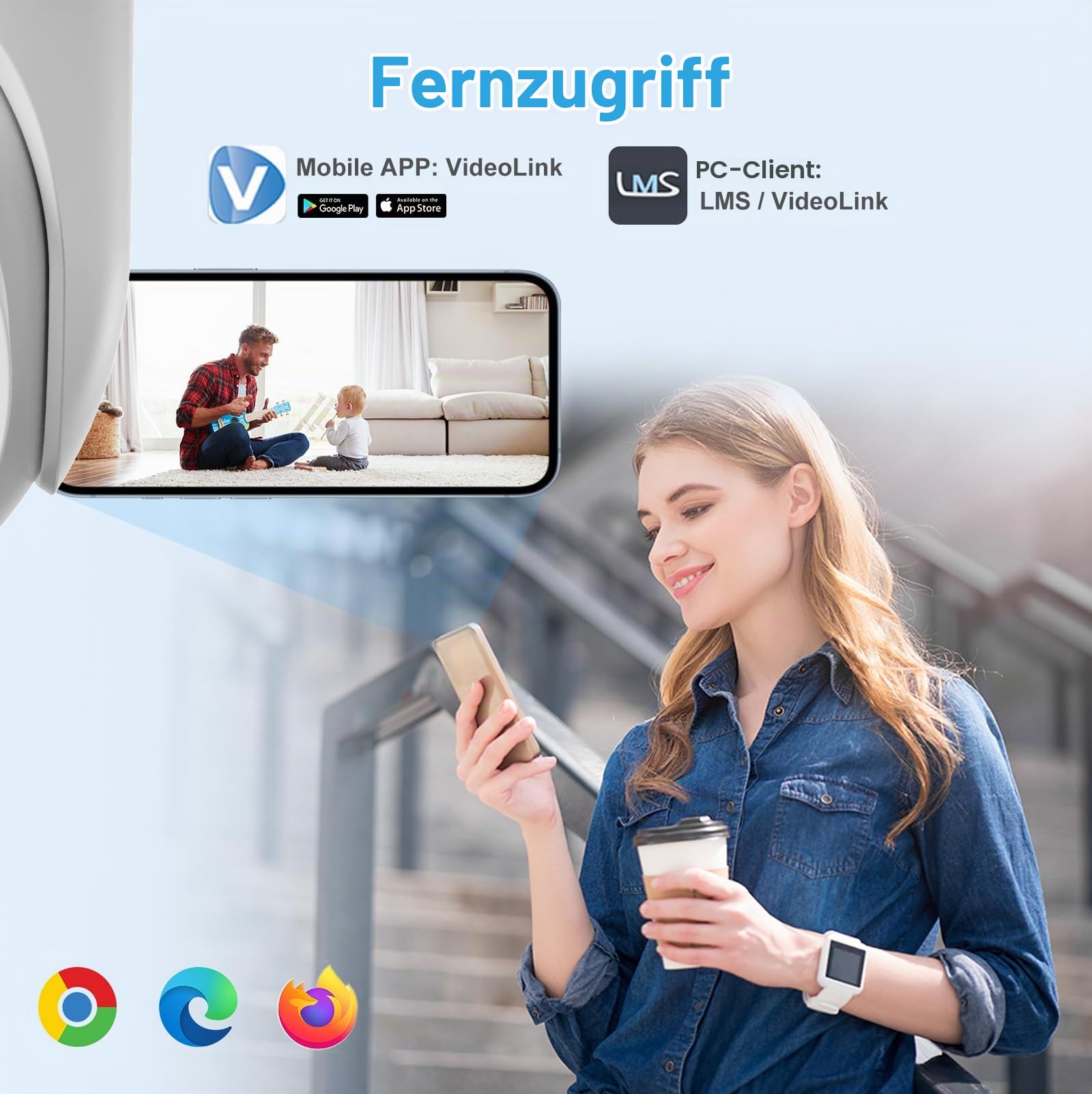 Anpviz 6MP PoE PTZ IP Kamera Outdoor, 5X Optischer Zoom, H 280° V 90° | Personen/Autoerkennung, Akustischem Alarm, Smart Farbige Nachtsicht, SD Kartensteckplatz, Kein Netzteil