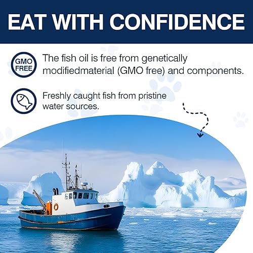 Miniatura 4 de Suplemento Omega 3 para la piel y el pelaje para perros, 200 suplementos de aceite de pescado para perros con ácidos grasos EPA y DHA, alivio de la