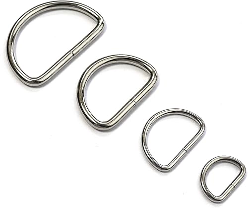Miniatura 5 de Anillo en D de metal no soldado, anillos en D chapados en níquel, varios 0.5 pulgadas, 0.75 pulgadas, 1 pulgada, 1.25 pulgadas (100 unidades)