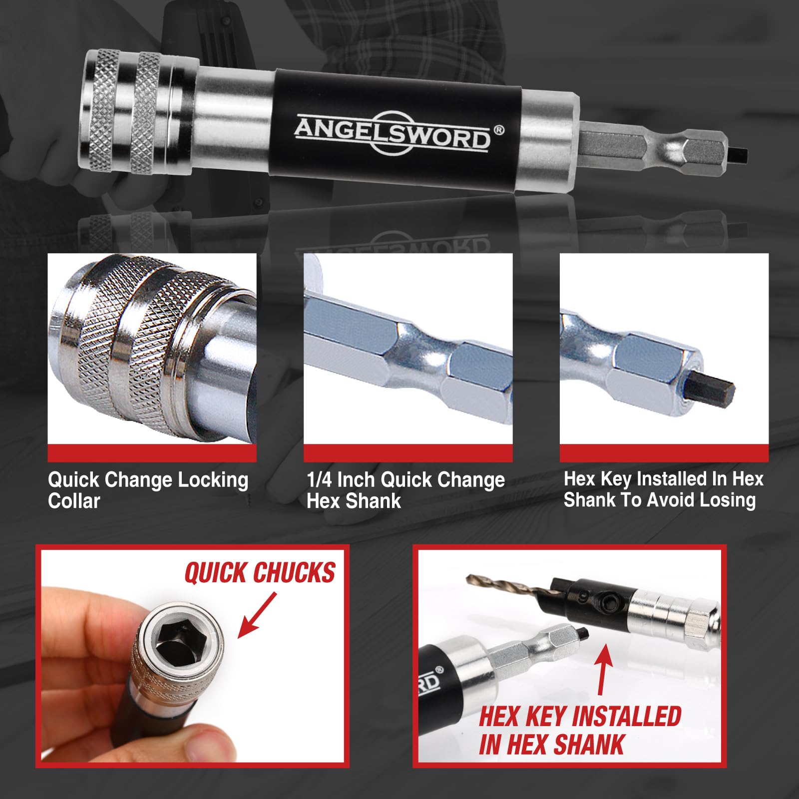 ANGELSWORD Countersink Drill Bit Set - Quick Flip -4