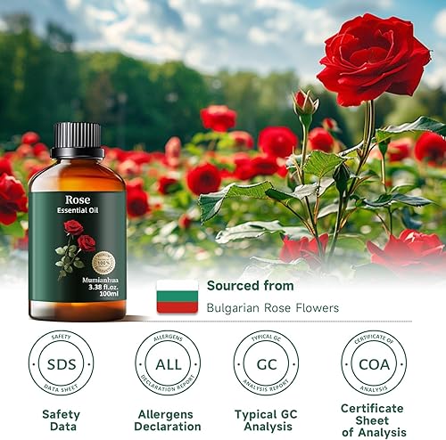 Miniatura 7 de Aceite esencial Pure Rose para difusor de junco, aromaterapia, piel, cabello, relajación nocturna y niebla de almohada, aroma floral natural