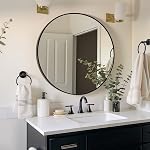 Sunniry Miroir Rond Noir, Miroir Rond 24 po, Miroir Circulaire Noir avec Cadre en Métal, Miroirs Muraux Ronds pour Salon, Salle de Bain, Mur, Entrée, Rustique.