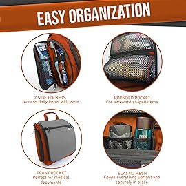 DD D&D Wanderlust D&D Hanging Travel Toiletry Bag for Men and Women - Cosmetics, Makeup and Toiletries Organizer Kit with 10 Compartments, YKK Zippers, XXL Metal Swivel Hook, Water-Resistant Nylon