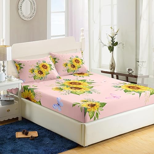 Vista 89 de Sábanas y fundas de almohada de microfibra suave arcoíris, sábana bajera ajustable con bolsillos profundos, sábana bajera ajustable para decoración