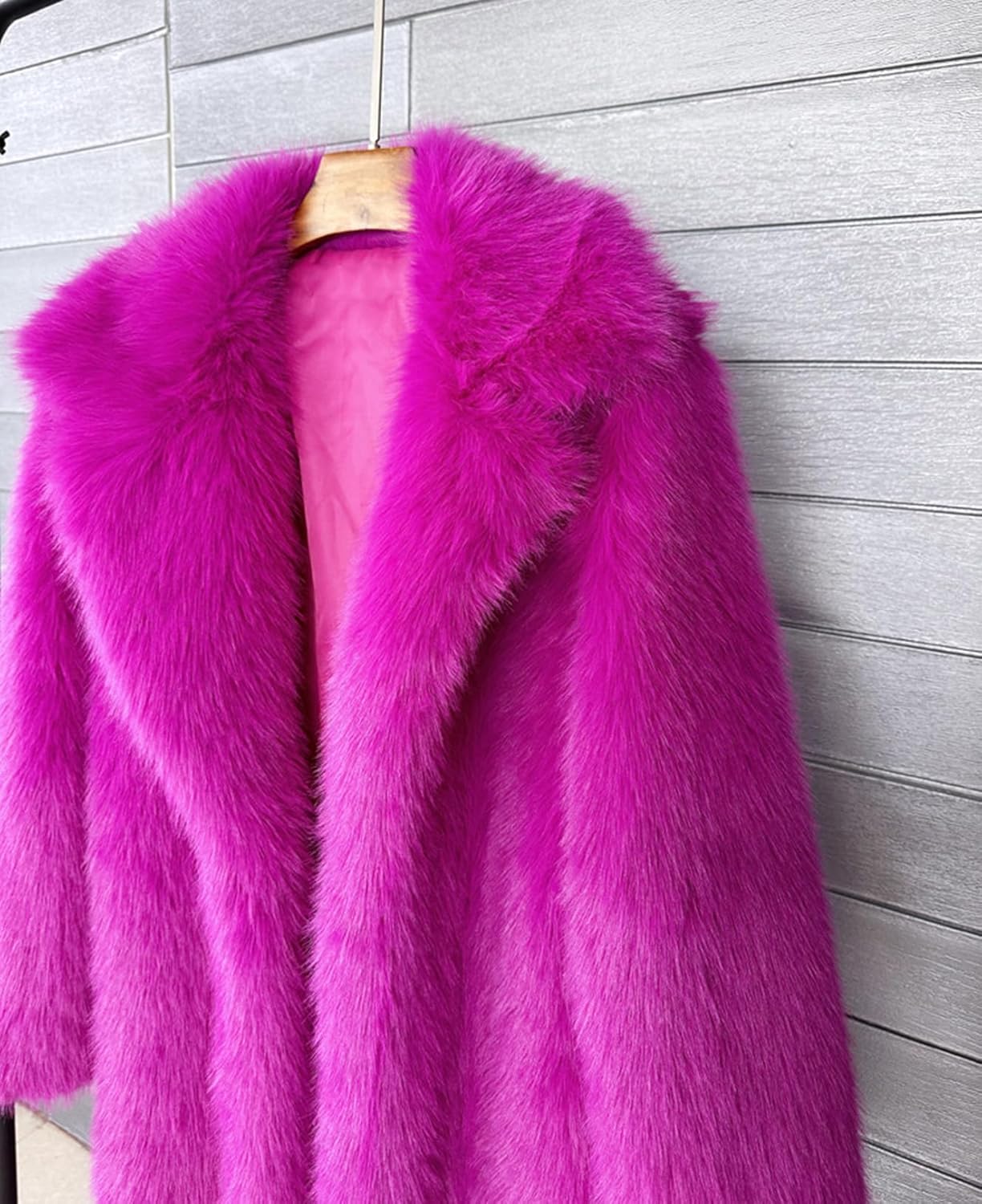 Fluffy Faux Fur Overcoat,Warm Outwear Parka Long Coat with Sleeves - Image 7