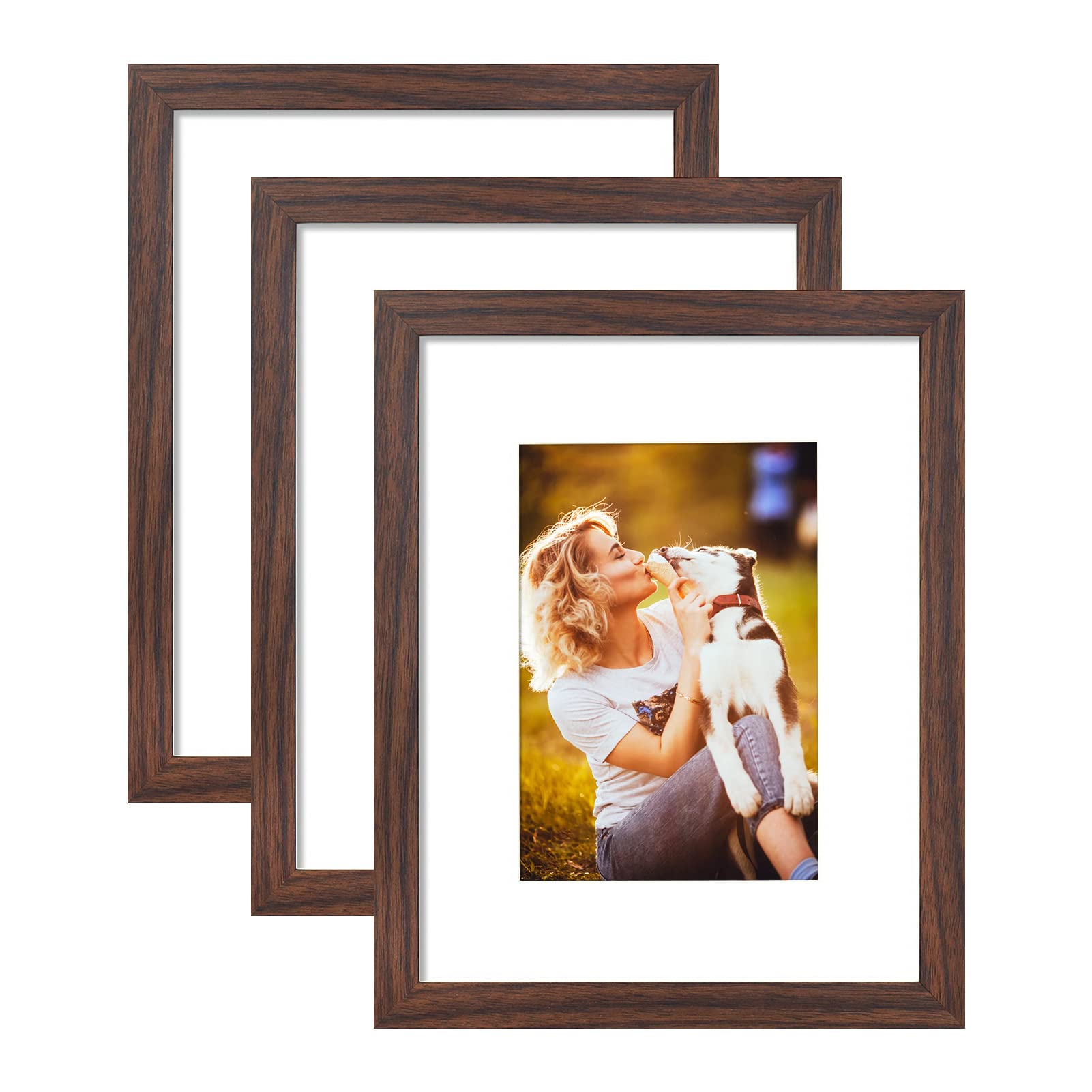 Lot De 6 Cadres Photo Noir 20,3 X 25,4 Cm - Avec Passe-partout Pour Photos 12,7 X 17,8 Cm Ou Sans - Design Diamant, Support Mural Ou Table - 2