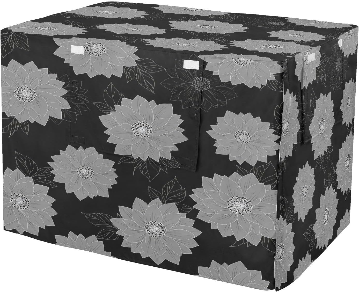Tropical Flowers Dog Crate Cover 600D Oxford Pet Kennel Cover with Mesh Window for Dog Cages, Windproof Waterproof Machine Washable, 42"x28"x30"
