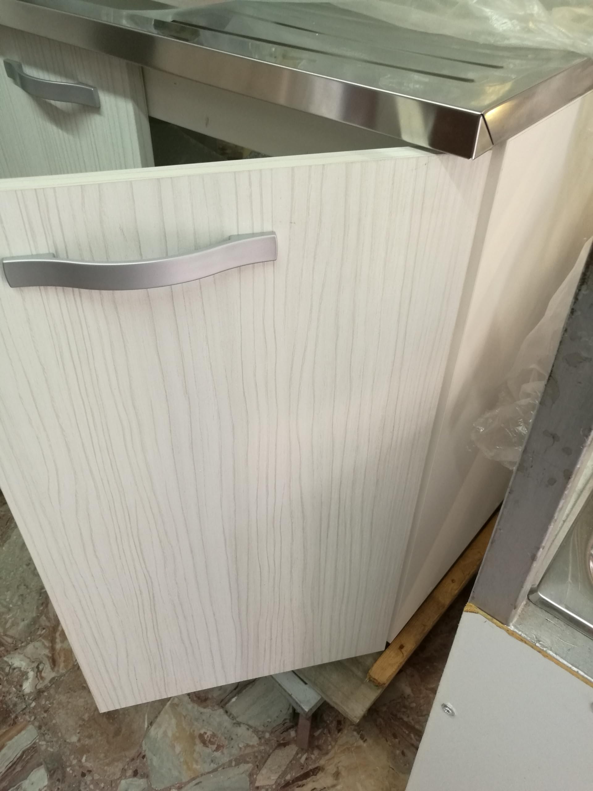 mobile cucina sottolavello con lavello vari colori cm 80x50 1 vasca sx inox (cassa bianca ante bianco oliva)
