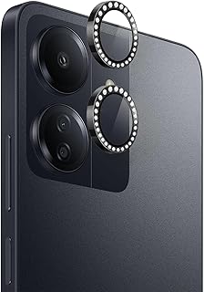 Dl3 Mobilak Camera Lens Protector for Xiaomi Redmi 13C / Xiaomi Poco C65 Accessories, 9H Tempered Glass Metal Individual Ring Camera Cover Screen Protector, Case Friendly, Anti Scratch (Diamond Black)