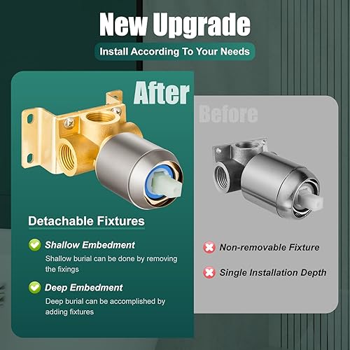 Miniatura 3 de Mezclador de válvula de ducha de baño de una sola función, mango de ducha de una sola manija, kit de ajuste de válvula de montaje en pared, grifo de