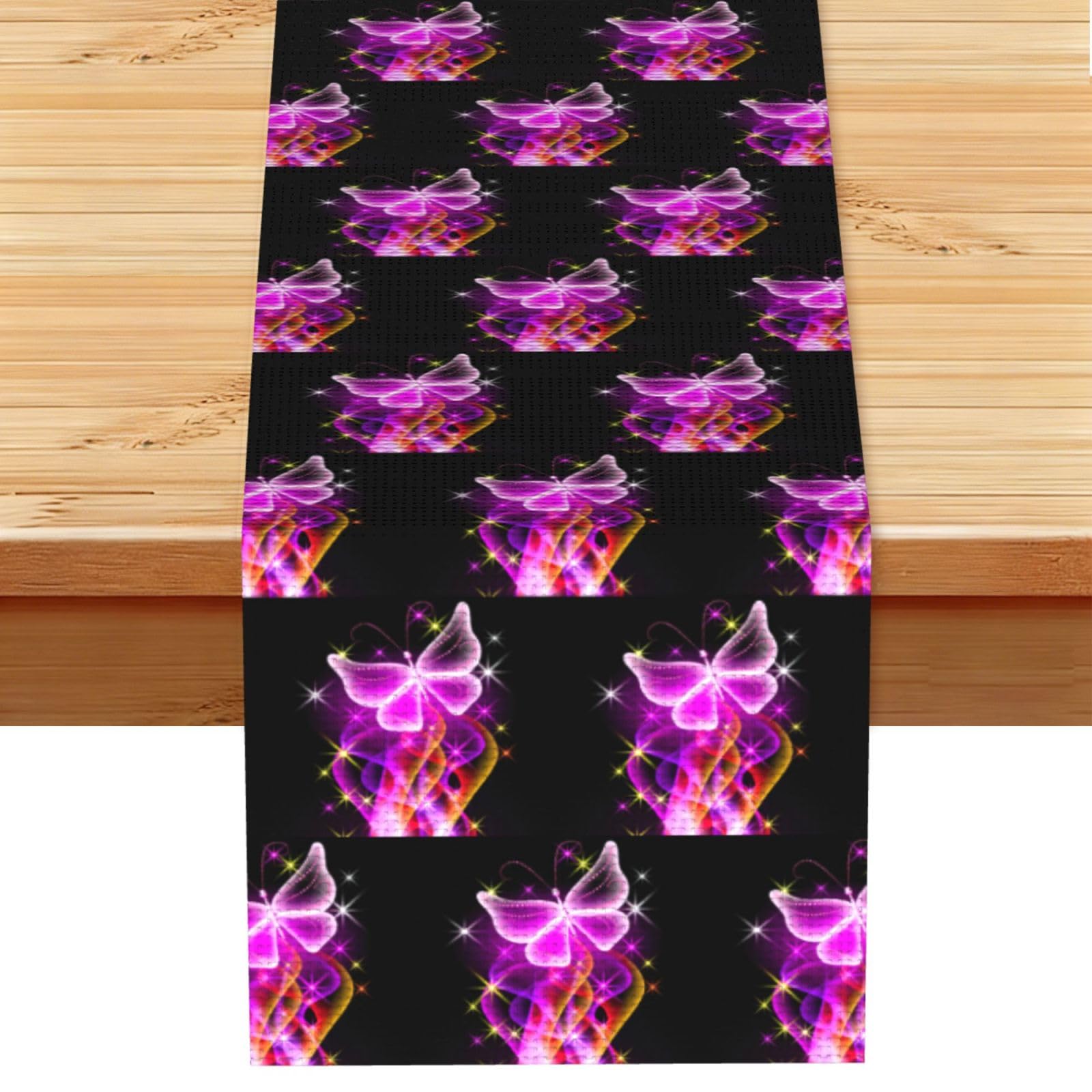 Pink Butterfly Stylish Printed Table Cloth, Decorative Table Runner 13x72in for Home, Party and Banquet Home Decor