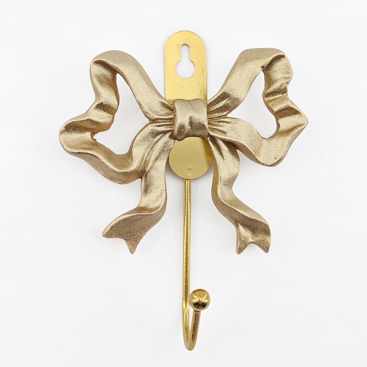 4 Pack Gold Bow Hooks for Hanging Things, Vintage Resin Bow Coat Hook Cute Girls Room Decor Aesthetic, Bathroom Decorative Wall Towel Hooks, Key, Bag, Robe, Hat etc (Gold)
