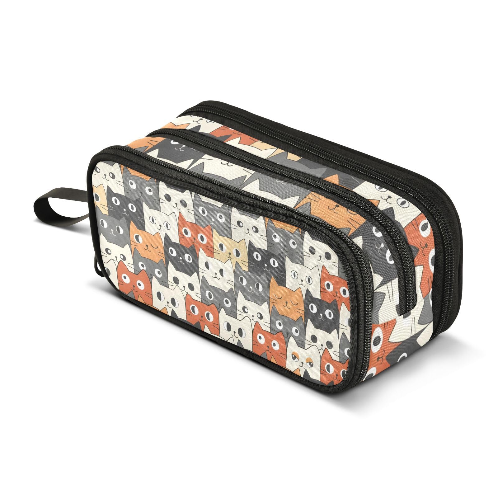 Mnsruu Cute Cat Cartoon Pencil Case Large Capacity Pen Bag Girls Boys Pencil Pouch Stationery Organizer Holder Zipper Pen Case for School Office
