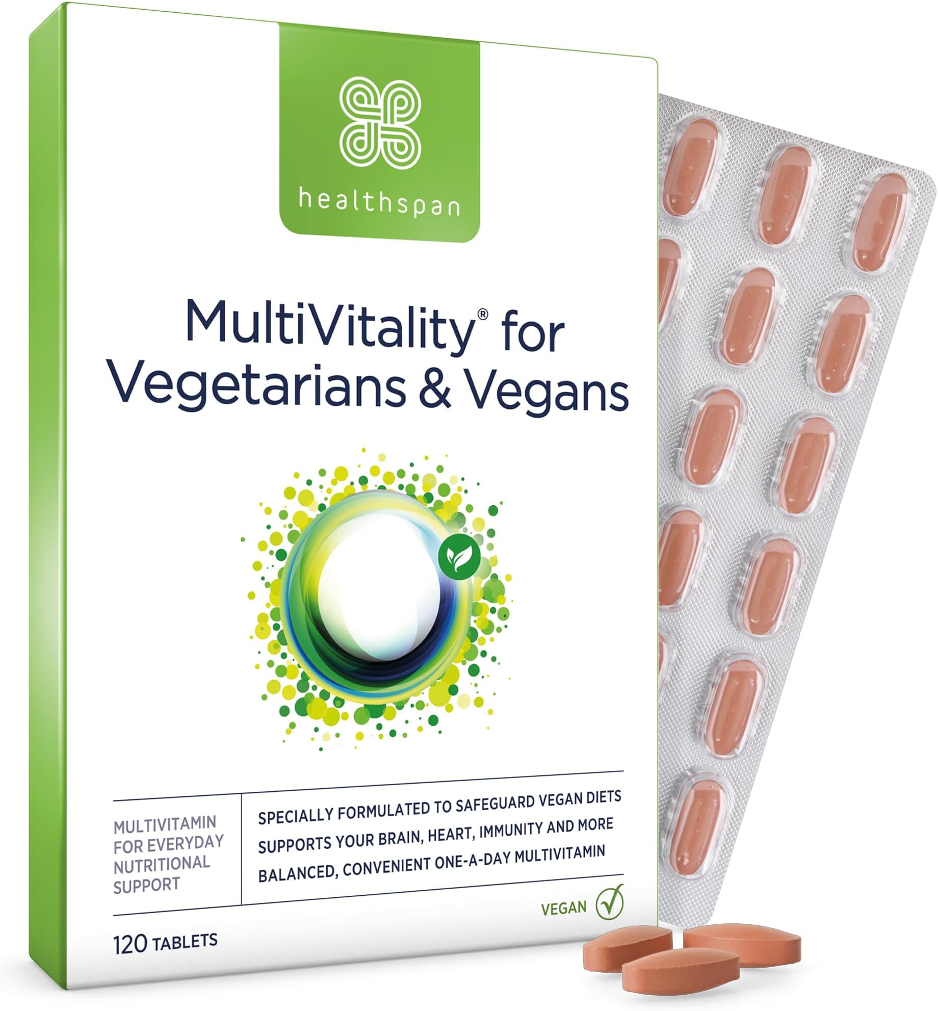 Multivitamin for Vegetarians & Vegans (120 Tablets) | Winner Vegan Choice Awards | for Your Brain, Heart & Immunity | Supports Energy Levels & Overall Wellbeing | with Vitamin B12 | Vegan