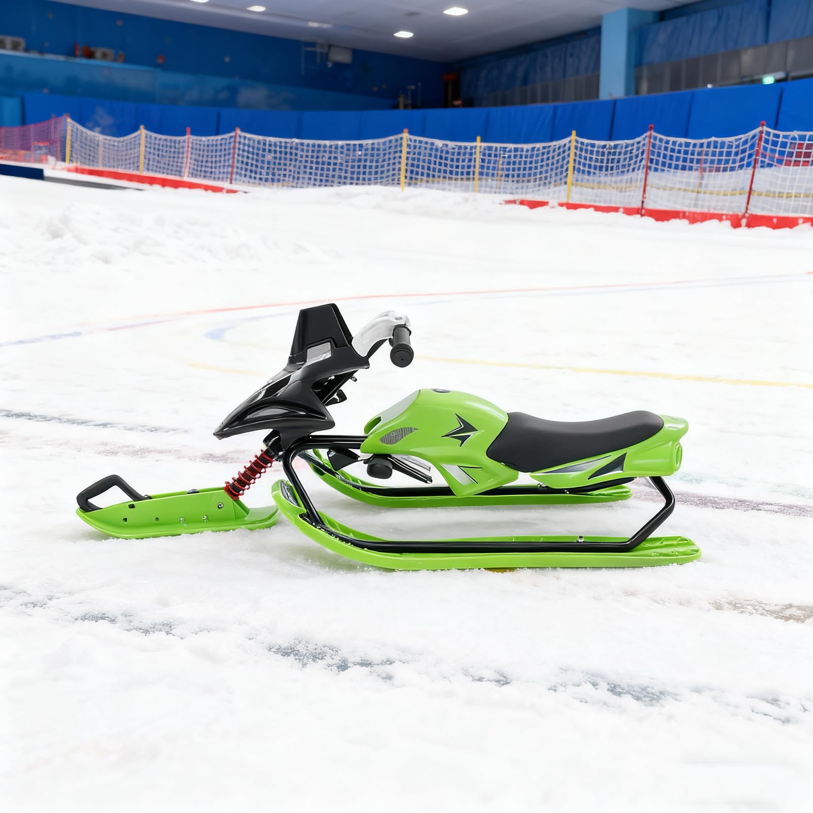 Luge à neige orientable pour enfants avec 3 skis, frein à pied et siège réglable, cadre en acier robuste, capacité de charge de 80 kg, cadeau d'hiver parfait pour les aventures dans la neige