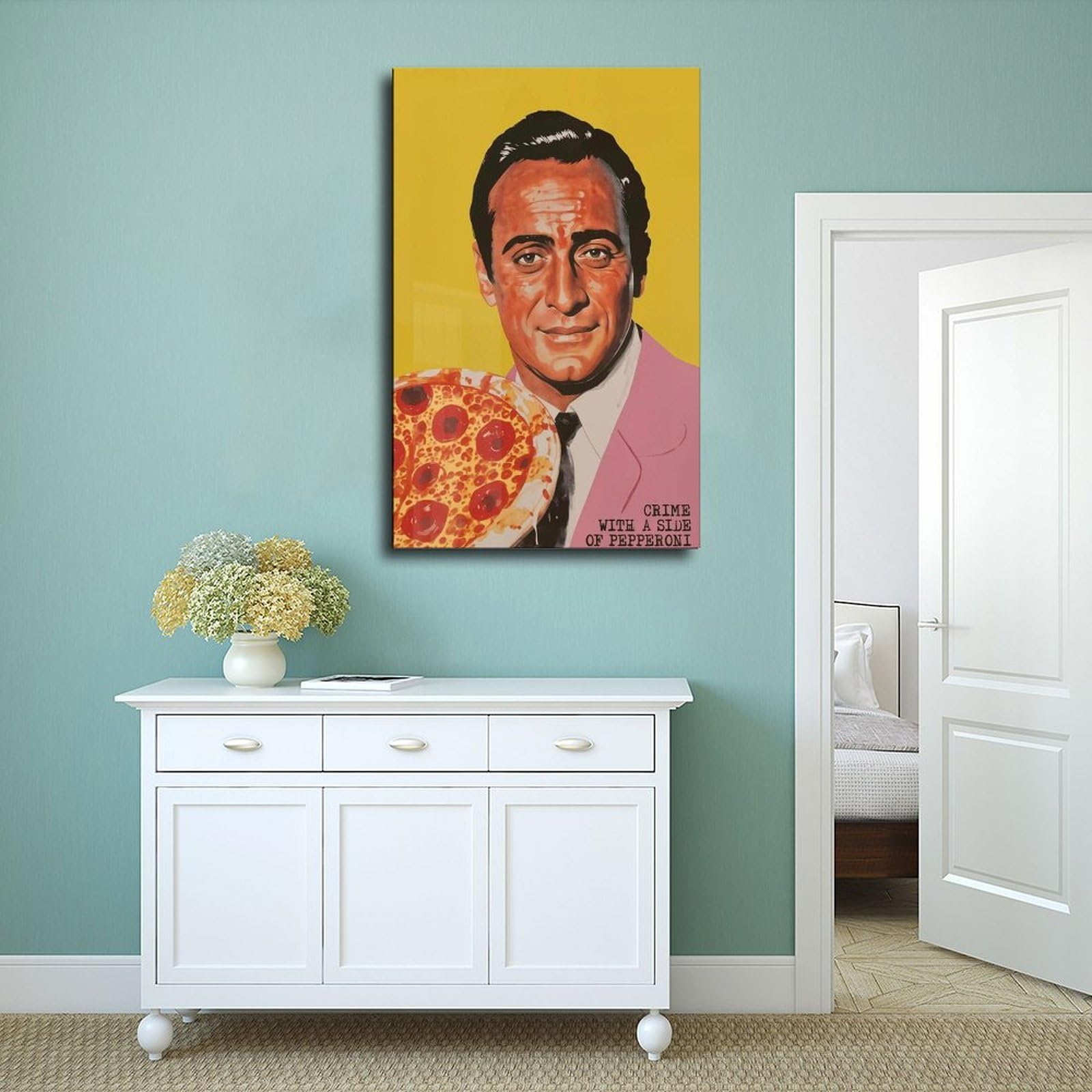 Leinwandposter "Pizza Food" im Retro-Stil der 60er Jahre, Schlafzimmer, Dekoration, Landschaft, Büro, Raumdekoration, Geschenk, 50 x 75 cm