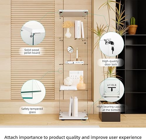 Miniatura 6 de Curio - Vitrina de cristal para coleccionables, con 4 estantes de exhibición, 64.2 pies de alto x 16.9 pulgadas de largo x 14.6 pulgadas de ancho,